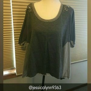 MISS ME • Color-Block Beaded Blouse *damaged*